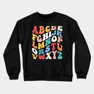 alphabet hi back to school ABC Pre K Kindergarten Teacher Crewneck Sweatshirt